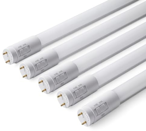 ENERJ T8 LED Tube Lights 2ft 60cm, 9W Color Switchable 3000K/4000K/6000K, Shatterproof Nano Plastic, 270° Beam Angle with Starters, 5-Pack
