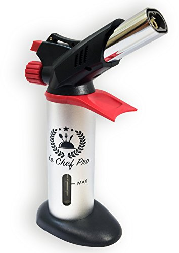 DOUBLE FLAME Culinary Torch for Creme Brulee, Best Butane Torch, Kitchen Food Torch, Professional Grade Chefs Blow Torch, Cooks Searing Torch for Cooking and Baking, Delicious Desserts Every time
