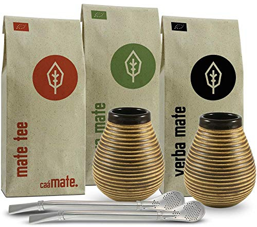 Env. mat Mateee Lot de 2 thés en céramique + 2 bombilla + bio mat 500 g