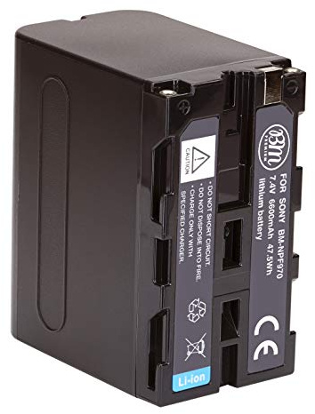 BM Premium NP-F970 High Capacity Battery for Sony PXW-Z150, NEX-EA50M, FDR-AX14K, HDR-AX2000, FX1, FX7, FX1000, HVR-HD1000, Z1U, Z5U, Z7U, HXR-NX5U, MC2000U, MC2500, HXR-NX100 Camcorders