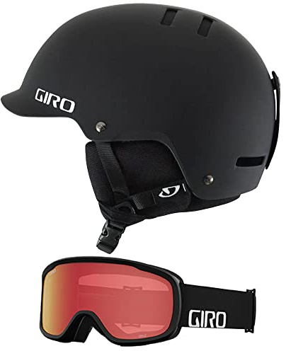 Giro Surface Snowboard Ski Helmet Goggle Combo Matte Black w/Black Wordmark Flash L (59-62.5cm)