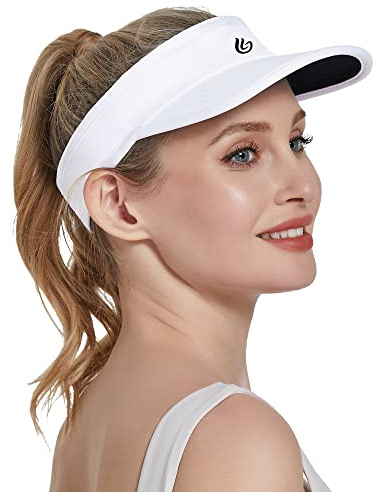 Gisdanchz Visor Cap Damen Sports Visors, Running Golf Tennis Cap Damen Herren, Schirmmütze Damen Laufmütze Herren Lauf Cap, Sonnenschild Sonnenschutz Damen Kopf Cappy Cap Damen, Weiß/Schwarz, M