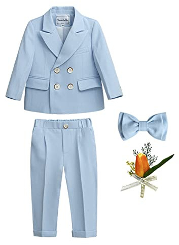 Completo da Bambino 4/5/6 Pezzi Eleganti Abiti da Cerimonia Gentleman Smoking da Ragazzo Abito Formale Doppiopetto da Battesimo Bambini e Ragazzi Gentiluomo Vestito per Matrimonio Festa 2-3 anni
