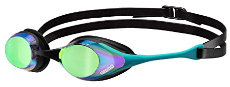 Arena Occhialini da nuoto unisex Cobra Swipe Racing, per uomini e donne, lenti a specchio in policarbonato, design idrodinamico, smeraldo/pavone