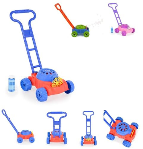 Moni Spielzeug Rasenmäher Bubble, Seifenblasenfunktion, Kunststoff, ab 3 Jahren blau