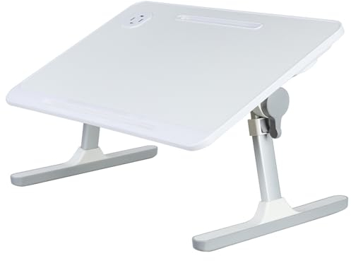 Laptopskrivbord för sängknä, skrivbord, sängbricka, bord, höjdvinkel, justerbart laptop-sängstativ, bärbart knäskrivbord med hopfällbara ben, sängbord, litet skrivbord för vuxna, barn (vit)