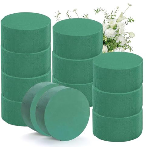 12PCS Floral Foam Round, Artificial DIY Round Foam Bricks for Flower Arrangements, Lightweight & Portable, Easy to Use, Ideal for Wet & Dry Flowers, Perfect for Weddings, Events, and Craft Projects