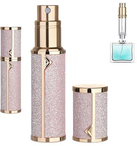 Qavhun Refillable Travel Perfume Atomizer Bottle - 5ml Luxury Pocket Perfume Dispenser Pump, Travel Perfume Atomiser, Cologne Dispenser, Portable Size Sprayer Bottle for Traveling (Pink - 1)