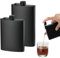AUTUUCKEE 2 Pcs Hip Flasks, 8 Oz & 12 Oz, Stainless Steel, Matte Black