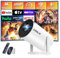 Mini Proyector Vídeo, Proyector Portátil con Doble Banda WIFI 6 Inalámbrico Bluetooth 5.4, Corrección Trapezoidal Automática, 270° Giratorio HDMI/TV Stick/USB/PS5/Laptop, con Cable HDMI y Ratón,Blanco