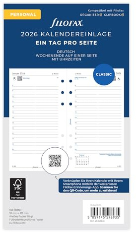 Filofax Calendario personale 1 giorno per pagina 2026