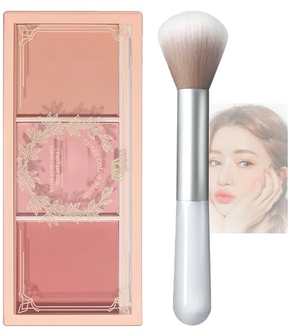 Blushers for Cheeks, 3-in-1 Powder Blush - Matte, Long-Lasting & Sweat-Resistant, Non-Greasy Glow for Natural Look & Brighten Skin