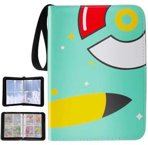 shallyong Album Cartas Coleccionables, 4 Bolsillos 50 Páginas 400 Tarjetas Album para Cartas con Cremallera, Álbum Cartas Colección Portátil PU, Regalo para Coleccionistas y Niños (E4)