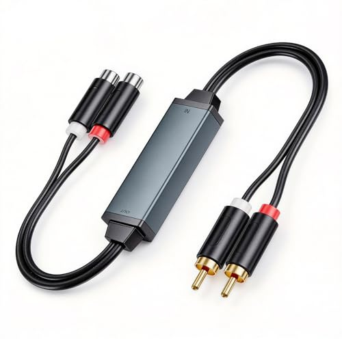 FINEANDENG RCA Audio Isolator Dual RCA Male to Female Common Ground Noise Filter for Car Audio Systems,Power Amplifiers,Players etc(4.72 Inch)