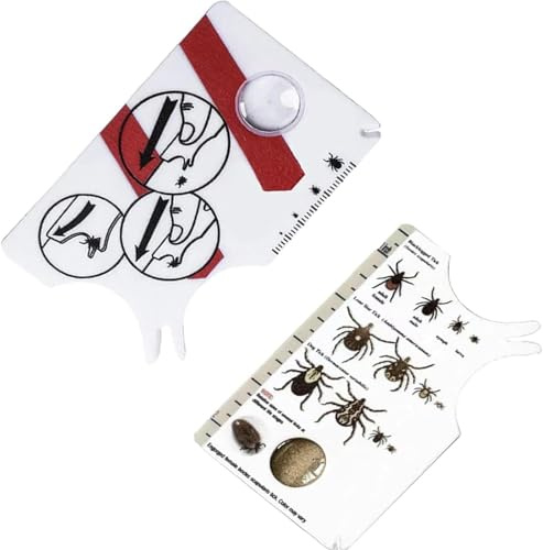 hankousi Paquete de 2 tarjetas de garrapatas, herramienta para quitar garrapatas con lupa para humanos, perros y gatos