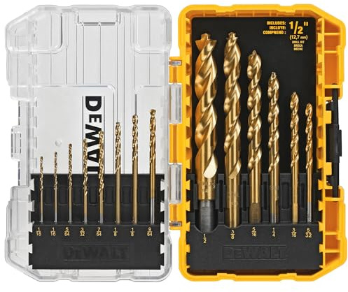 DEWALT Drill Bit Set, Titanium Nitride Coated, 14-Piece (DW1354)