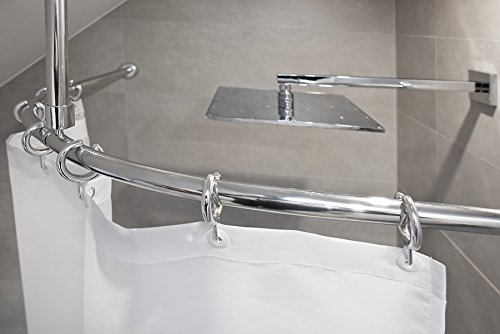 ALU BOGENSTANGE BARRIEREFREI 90x90 cm DUSCHVORHANGSTANGE OVALSTANGE SILBER GLÄNZEND