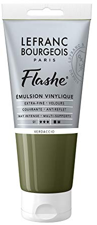 Lefranc Bourgeois 300643 Flashe akrylfärg och vinylfärg, högpigmenterad, elastisk, ljusäkta, åldringsbeständig, matt, för inomhus- och utomhusbruk, 80 ml rör – Verdaccio