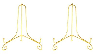 Tincogo 4 Pollici Argento Ferro Supporto Cavalletto Decorativo per Foto, Piatti, cornici, Libri di Cucina, Piatti Decorativi, Tablet e Arte, Oro 2 Pezzi