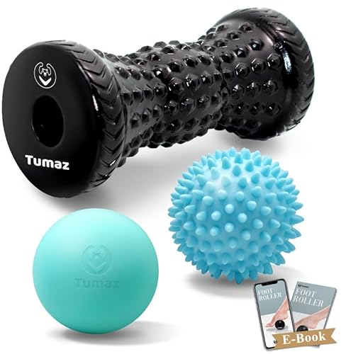 Tumaz Fußmassageroller & Fußroller 3-in-1-Set mit Igelball, Lacrosseball, Massageroller - Ergonomisches Design zur Linderung von Plantarfasziitis, Tiefen und Oberflächlichen Muskelschmerzen