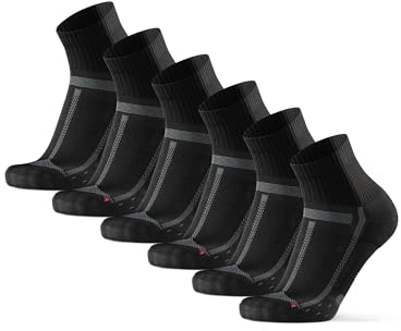 DANISH ENDURANCE 3 Paar Quarter Laufsocken,Knöchelhohe Sportsocken für lange Distanzen, Unisex, Damen & Herren, Schwarz/Grau, 39-42