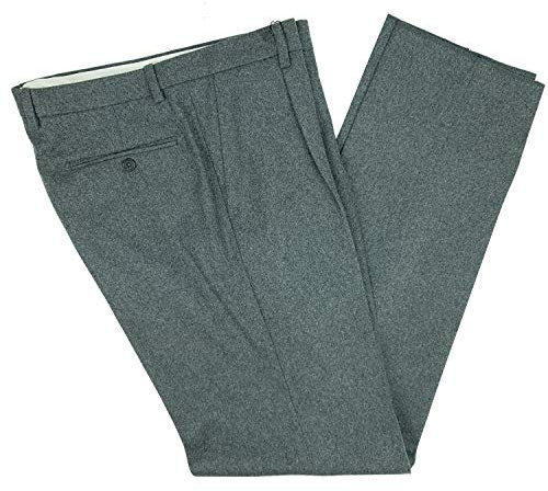 N+1 Pantalone Uomo Classico in Lana con Pens Elegante Flanella Vita Alta Gamba Larga 48 50 52 54 56 58 60 (46 - Grigio Medio)