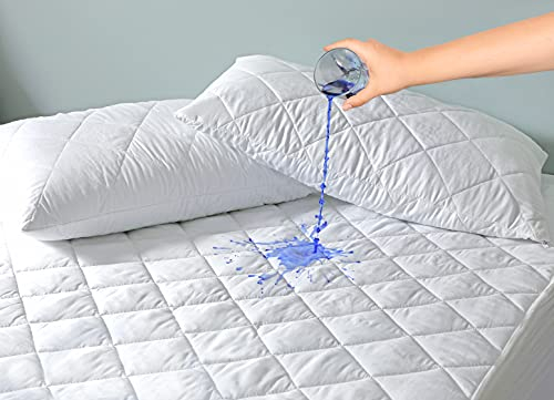 ZNR® Quilted Waterproof Mattress Protectors King Size | 40 CM Extra Deep Skirt | Fitted Sheet Style Bed Cover | Hypoallergenic | Dust Mite Proof | Breathable | Noiseless (King)