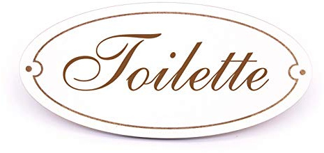 Dekolando Skylt dörrskylt oval – toalett – självhäftande skylt dörr WC dekorativ skylt toalettskylt 15 x 7 cm