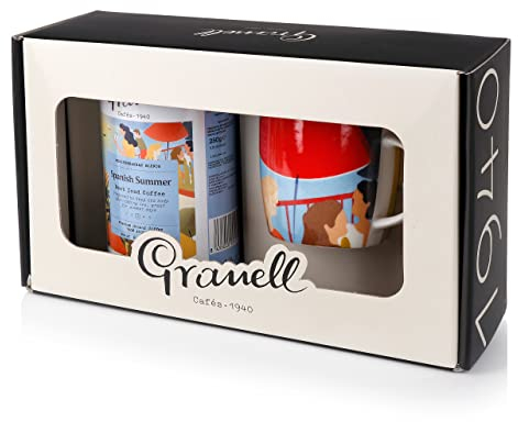 Granell Cafés · 1940 - Pack Regalo Café Spanish Summer | Caja Regalo con 1 Bote de Café Molido 100% Arábica Tueste Natural Dulce e Intenso + Taza de Café