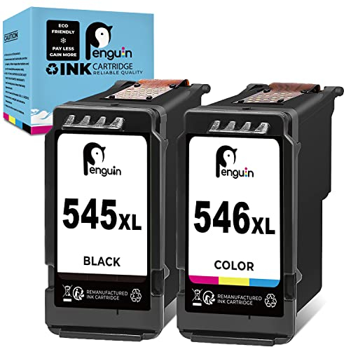 Penguin 545 XL 546 XL Druckerpatronen für Canon 545XL 546XL für TR4650 4651 TS3350 TS3450 MG2555S MG2450 MG2550 MG3050 MG3051 MG3053 MX495 Wiederaufbereitete Patronen(1 Schwarz 1 Farbe)