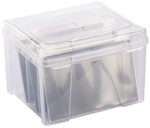 Vaessen Creative Contenitore Coperchi da 26,9 x 23,3 x 19,3 cm-3 Divisori, 8 Buste di Plastica e 8 Fogli Magnetici – Scatola di Smistamento per Fustelle da Taglio, Carta,Scrapbooking