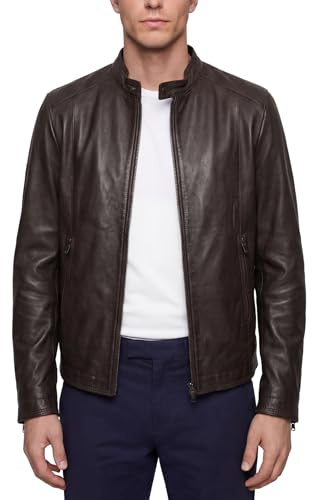 BARONE Giacca Pelle Uomo in vera pelle, giubbotto pelle uomo e giacca estiva, per ogni occasione la migliore giacca pelle uomo Made in Italy giacca MASSI (IT, Testo, L, Regular, Regular, Marrone)