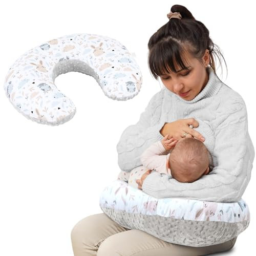 Totsy Baby Cojin Lactancia y Embarazada 130 cm - Almohada por lactante bebé cojín de Embarazo por Dormir o Cojines Maternidad Minky para Mujeres Embarazadas y Bebe Oeko-Tex Búhos Gris B
