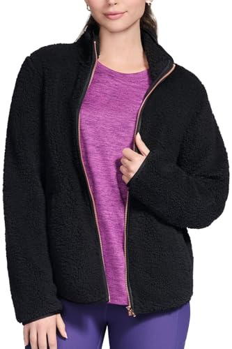 Skechers Go Walk Sherpa Full Zip Jacket, Bold Black, Large