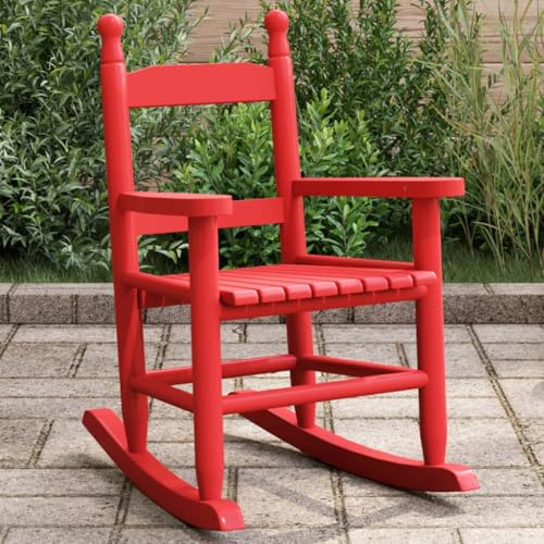 WKIEQACO Sedia a dondolo per bambini, in legno massello, colore: rosso