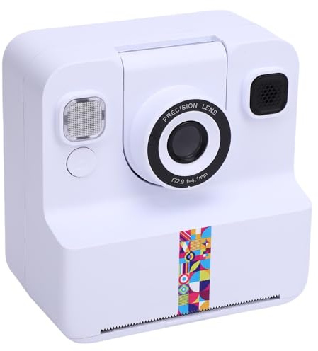 Lazmin112 Instant Print Camera, 2,4-Tums Hd-Skärm, 24 Mp, 1080P, Selfie, 180° Vändbar Kamera, Inbyggda Roliga Ramar Och Filter, 1200 Mah-Batteri, 1 Gb, För Studenter, Kreatörer (Vit)