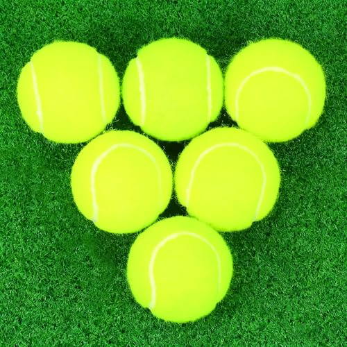 Bac-kitchen Tennis Balls, 6 Pack High Elasticity Practice Tennis Balls with Mesh Bag, Ideal for Beginner, Exercise Playing Balls for Pet Dog (Yellow)