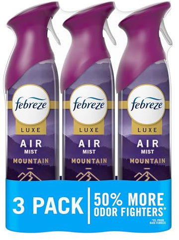Febreze Air Mist, Air Freshener Spray, Odor Fighting Room Spray, Deodorizer for Home Bathroom Kitchen Office Apartment Dorm Room Classroom, Mountain Scent, 8.1oz (Pack of 3)