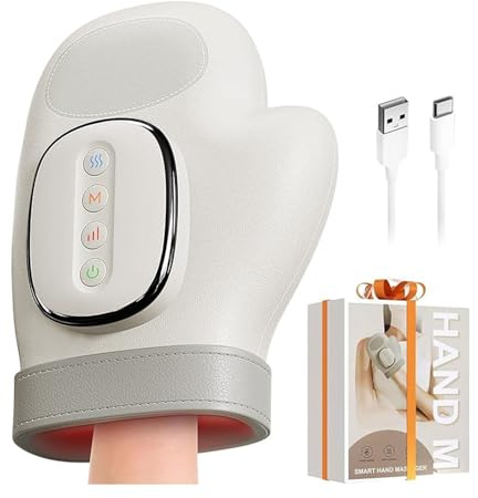 Heated Hand Massager for Arthritis Pain Relief, 3 Modes and 5 Intensity Levels, Rechargeable Cordless Finger Massager, Carpal Tunnel & Hands Pain Relief, Heated Wrist Finger Massage for Women and Men