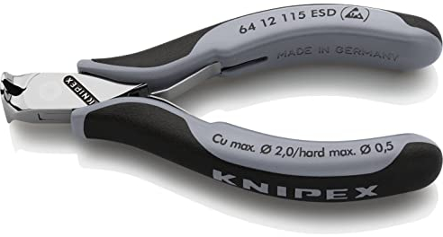 KNIPEX Elektronik-Vornschneider ESD mit Mehrkomponenten-Hüllen 115 mm, 64 12 115 ESD
