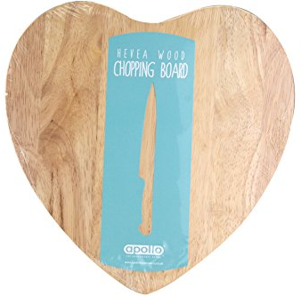 Apollo The HOUSEWARE Brand Heart Board, Hevea Wood, Chopping, Serving Board for Cheese Charcuterie, Perfect for Anniversary, Birthday, Christmas, Size 28x28x15cm, Natural