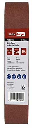 Woltersberger® 10 stycken vävslipband, storlek 50 x 686 mm, korn P80, slipband band slippapper