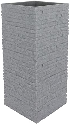 JP Kubus Ziegel Säulentopf 26x26x60 cm Grau aus Kunststoff