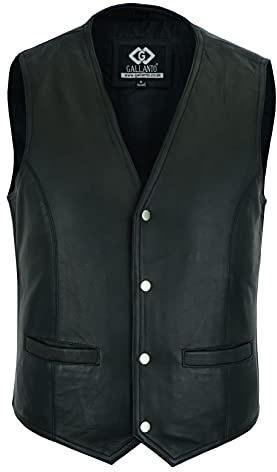 Mens Soft Black Leather Waistcoat, Party Fashion Designer Vest Stylish Real Soft Sheepskin Leather Waistcoats (XL)