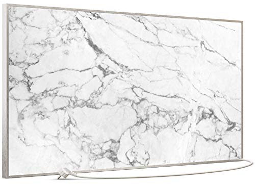 STEINFELD Bild Infrarotheizung | Deutscher Hersteller | Marmor 350-1200 Watt Rahmen silber (750 Watt, 068 Marmor Weiß)