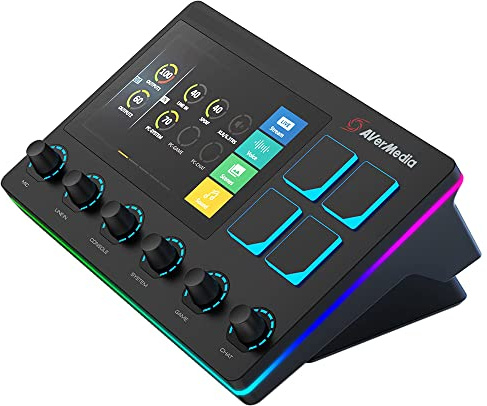 AVerMedia Live Streamer AX310 - Creator Control Center, 6 Track Audio Mixer with IPS Touch Panel, Trigger Actions on OBS, Streamlabs, Spotify, VTube, Twitch, ​YouTube, and more