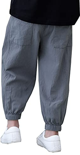 Siehin Kinder Jungen Leinenhose Sommerhose Jogginghose Pumphose Haremshose Freizeithosen