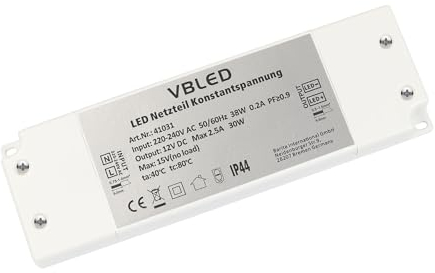 VBLED® 30 Watt Trafo 12V DC Konstantspannung 2.5A - Extra Flach - Netzteil, EVG, Transformator IP44 wasserdicht