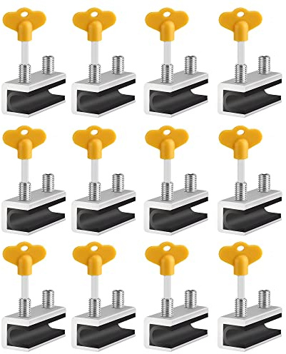 Window Locks,12 Sets Sliding Security Window Lock with Key for Vertical & Horizontal Sliding Windows & Sliding Doors, Adjustable Window Locks Security Window Stoppers for Patio Bedroom Home and Office