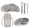 Twistshake Babygeschirr-Set - 4 Teilig | 1 x Baby-Tischset - 1 Babyteller - 1 Babyschale - 3 Edelstahlbesteck - 1 Trinkbecher | 6M + Baby-Ernährungsset | Geschirr für die Entwöhnung | Grau